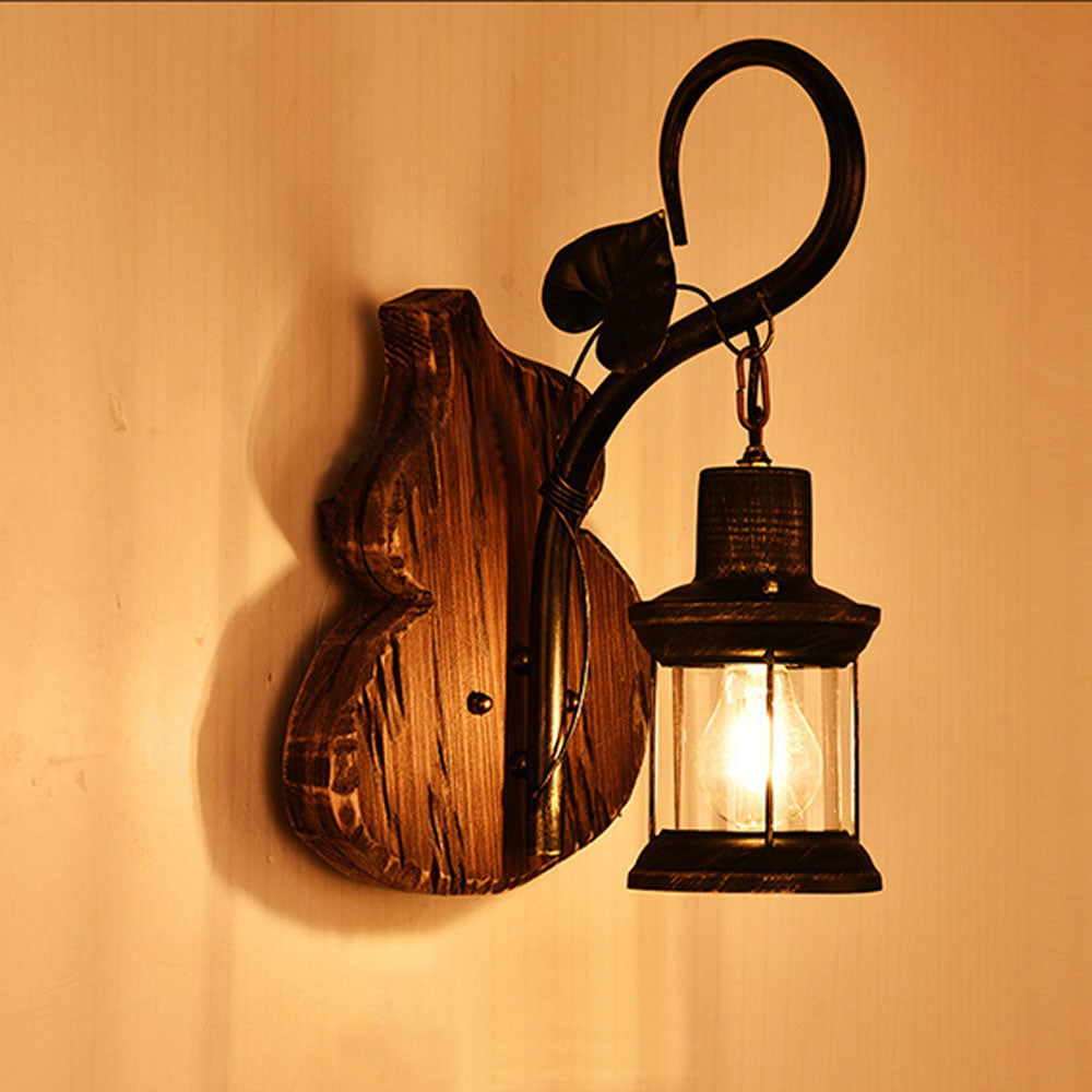 Austin Wall Lamp Cucurbits/Candle Vintage, Wood/Metal, Bedroom