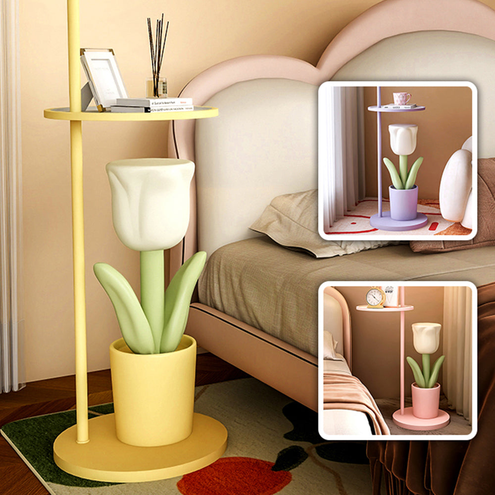 Lily Tulip Metal Bedside Table Floor Lamp, Pink/Yellow/Purple