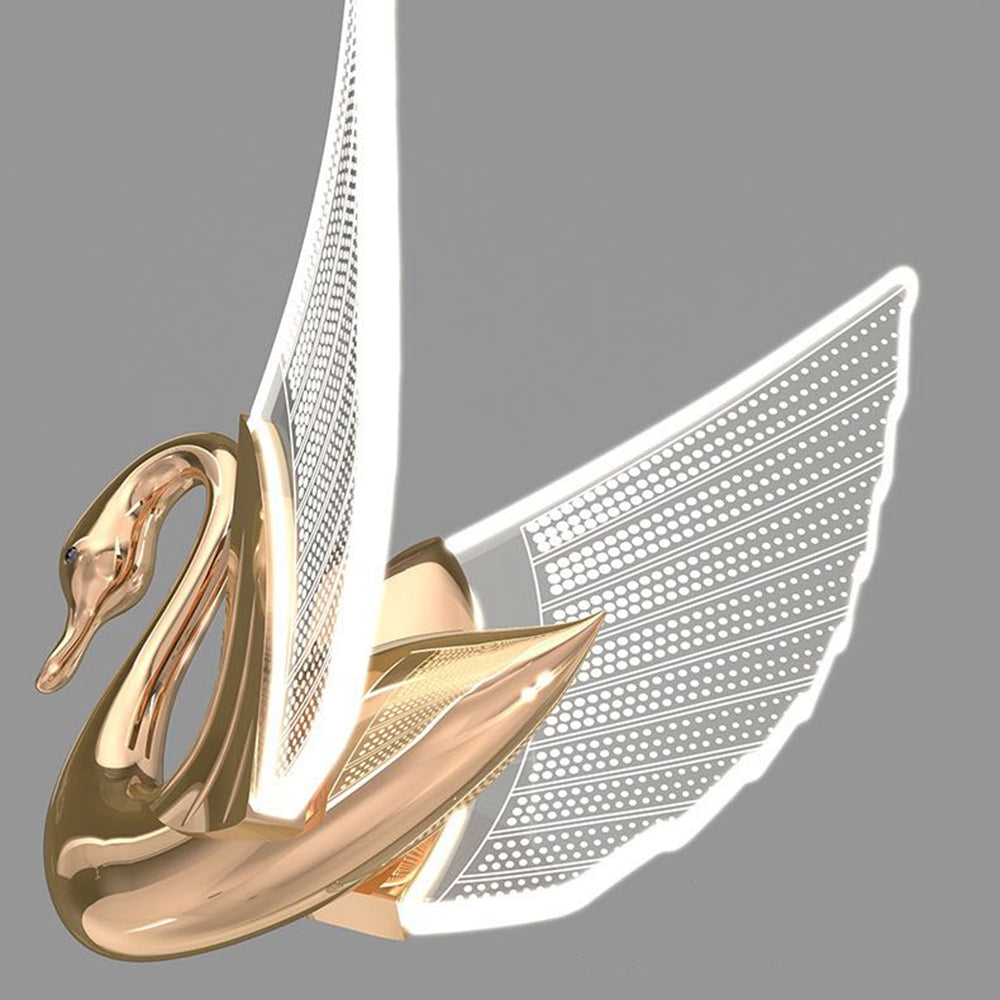 Kady Art Deco Swan Acrylic/Metal Wall Lamp, Gold/Rose Gold