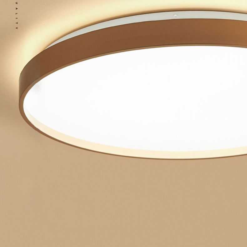 Quinn Minimalist Round Metal/Acrylic Flush Mount Ceiling Light, White/Coffee/Gray/Gold