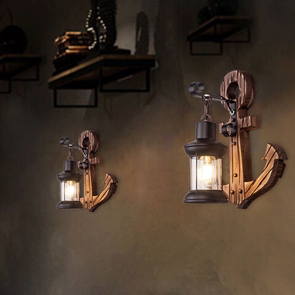 Austin Anchor Lantern Wall Lamp, Metal & Wood, 2 Color