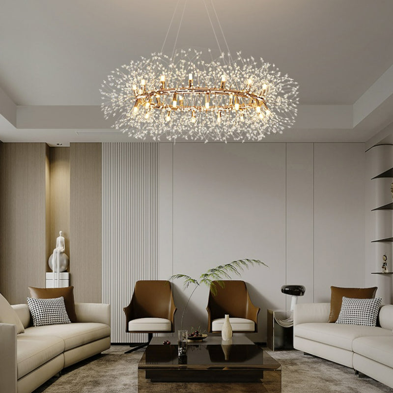 Lily Modern Dandelion LED Pendant Light Metal Crystal Bedroom Living Room