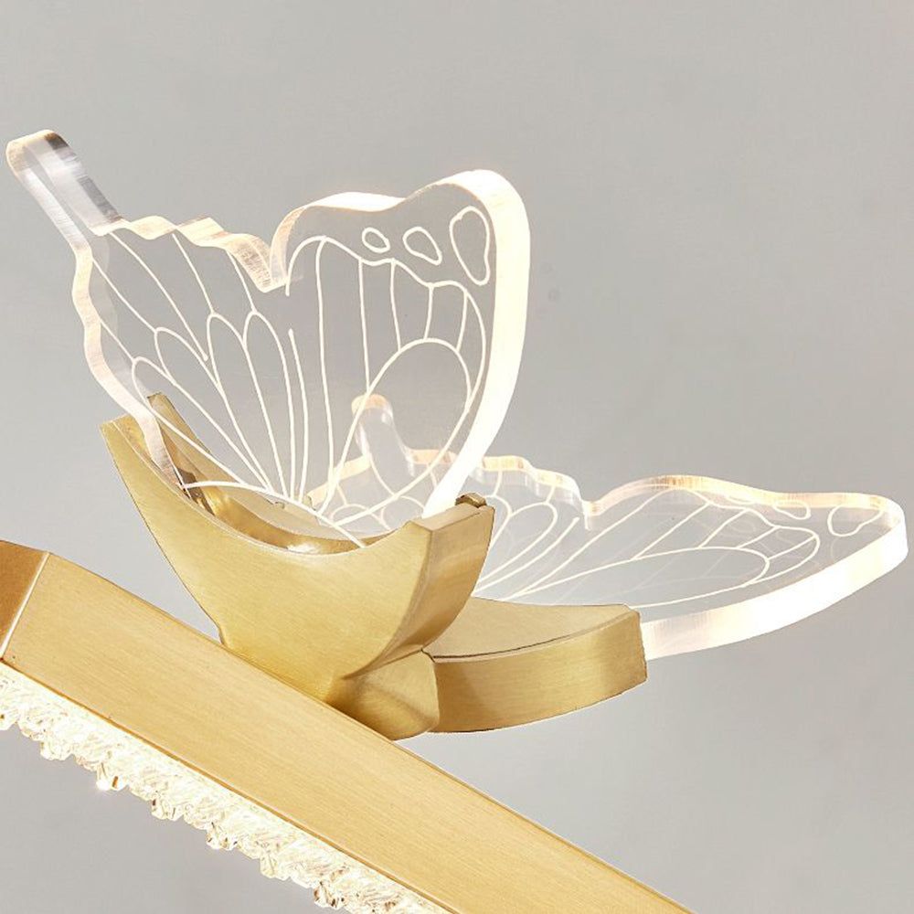 Kady Luxury Butterfly Linear Wall Lamp, Metal/Acrylic, Gold