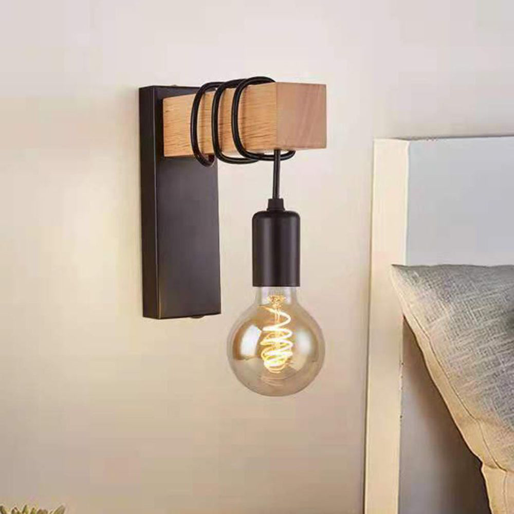 Alessio Wall Lamp Bulb Industrial, Metal, Black/White, Living Room