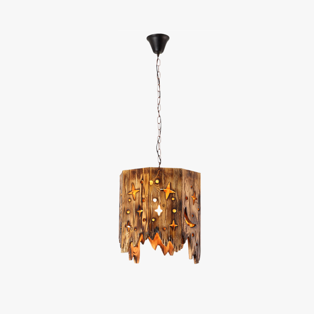 Austin Retro Starry Metal & Wood Pendant Light