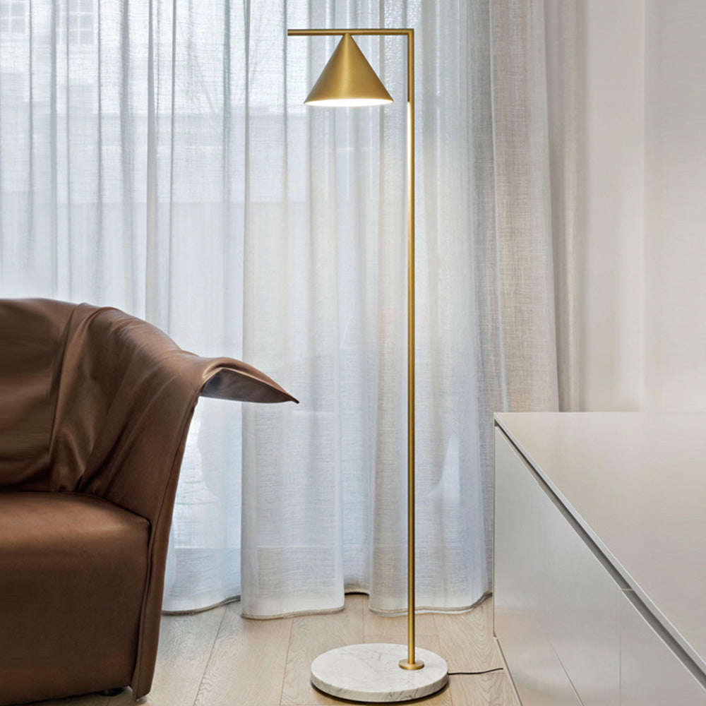 Carins Modern Geometric Marble Base Floor Lamp, Black/Gold