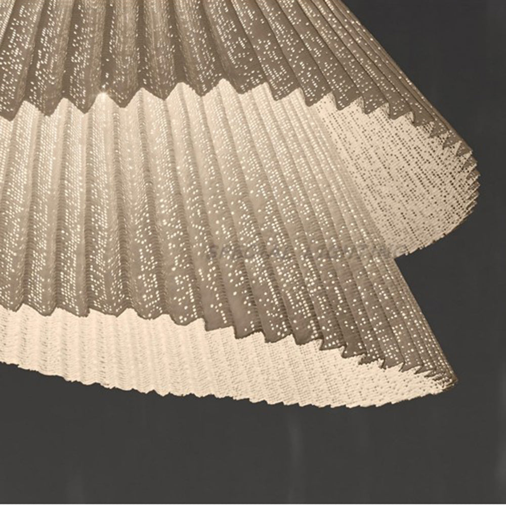 Renée Pendant Light Pleated Artificial Art Deco, Fabric, White, Bedroom