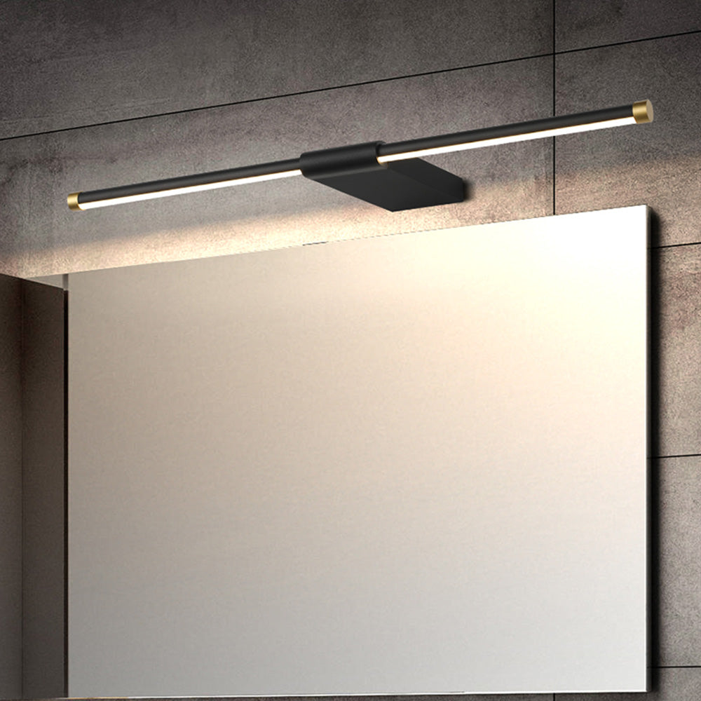 Edge Minimalist Linear Mirror Front Metal Wall Lamp, Black/Gold