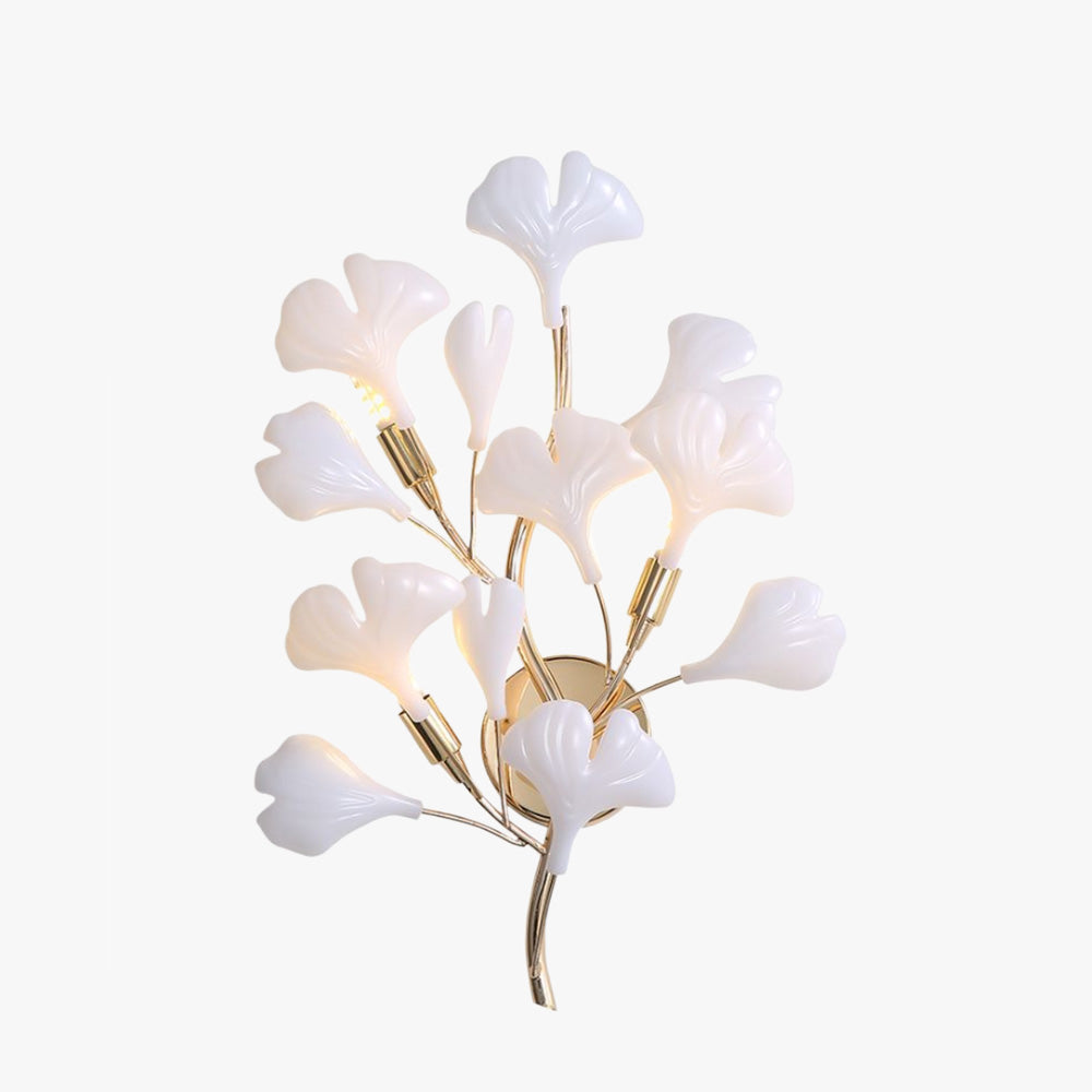 Olivia Decorative Flower Ceramic/Metal Wall Lamp White/Gold Bedroom