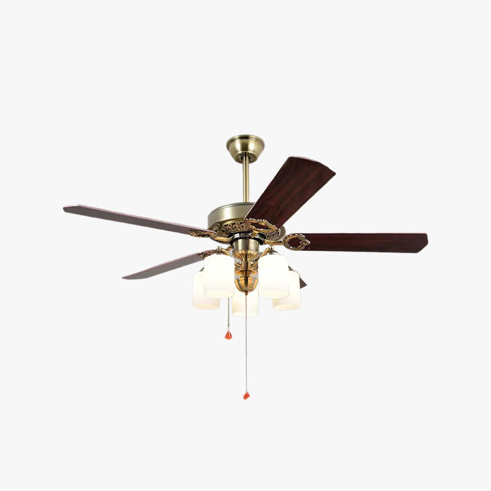 Alessio 5-Blade Rustic DC Ceiling Fan with Light, Brass, 48''
