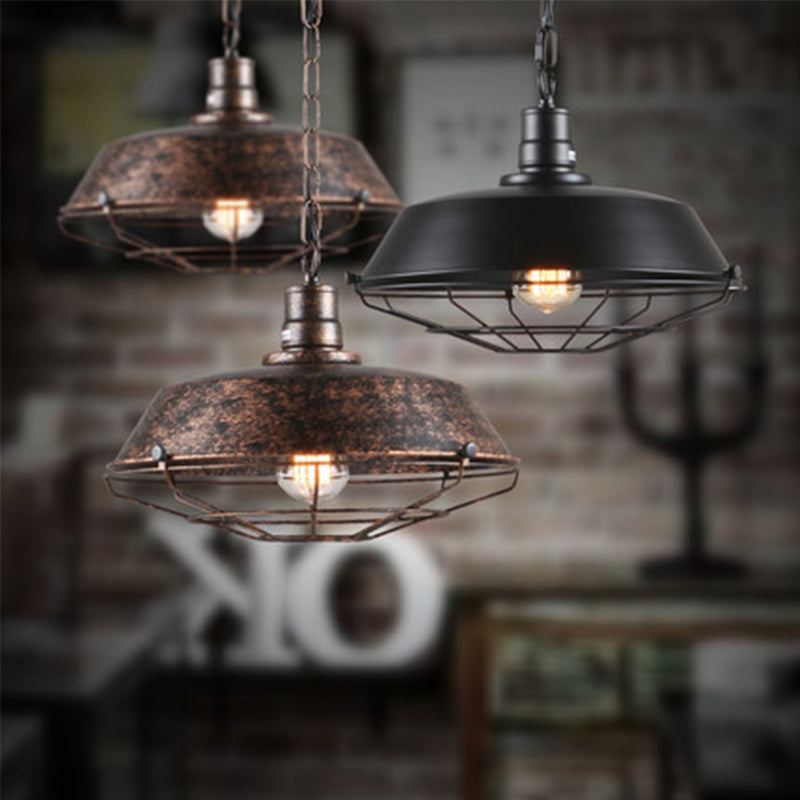 Alessio Rustic Black Industrial Pendant Light Shade Living Room