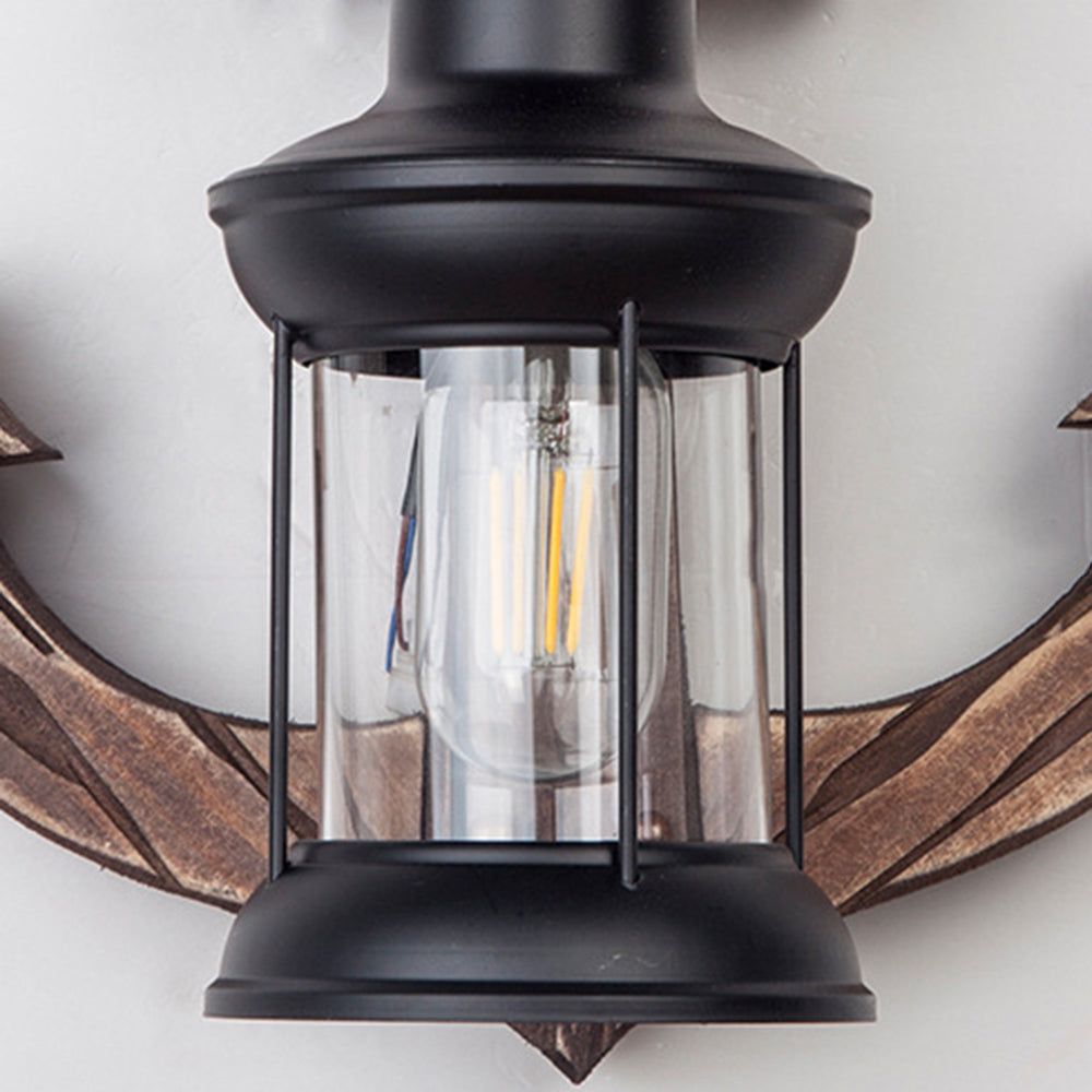 Austin Anchor Lantern Wall Lamp, Vintage/Antique, Wood, Bedroom