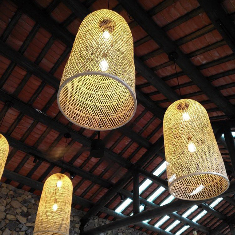 Ritta Natural Handmade Bamboo Led Pendant Light, Bedroom