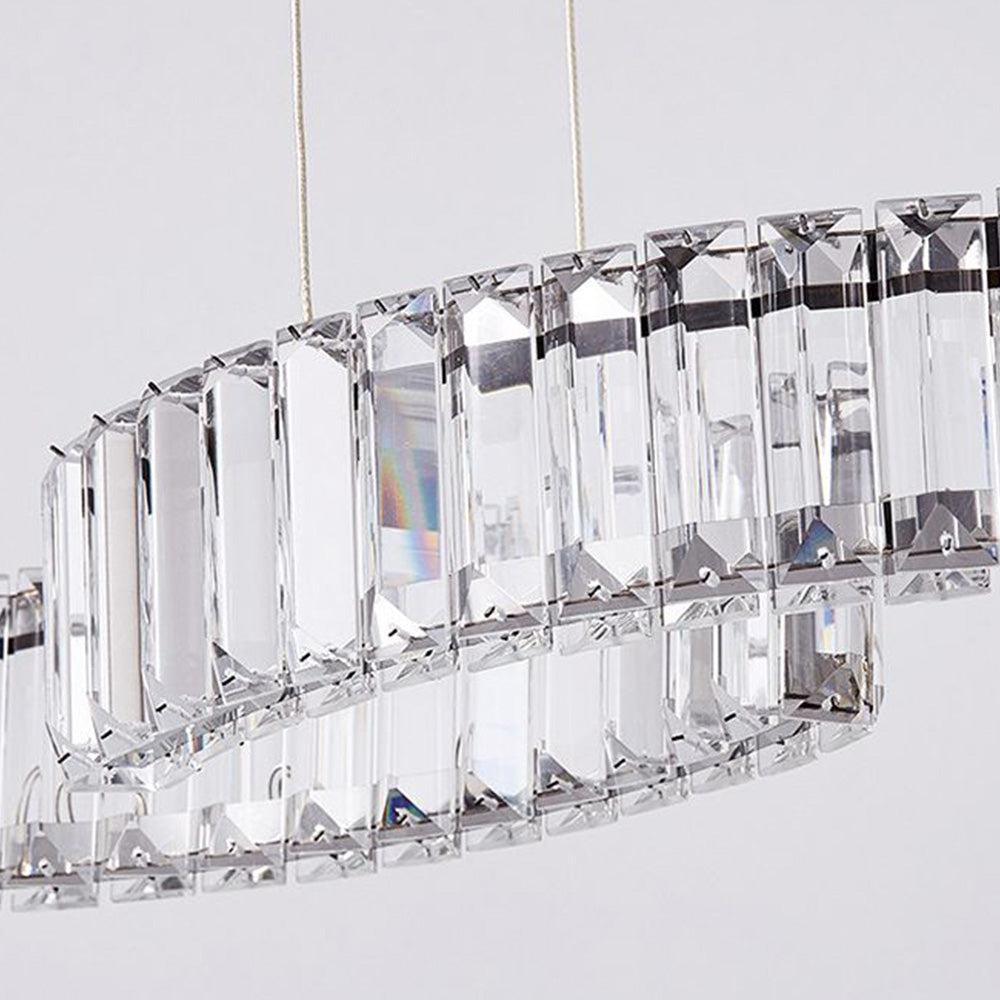 Kristy Luxury Wave Crystal/Metal Pendant Light, Silver/Gold