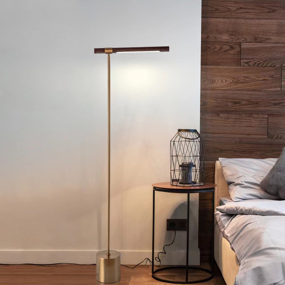 Edge Floor Lamp Linear Minimalist, Metal/Wood, Gold, Living Room