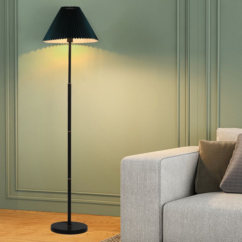 Ozawa Modern Pleated Metal Fabric Floor Lamp, White/Green/Apricot