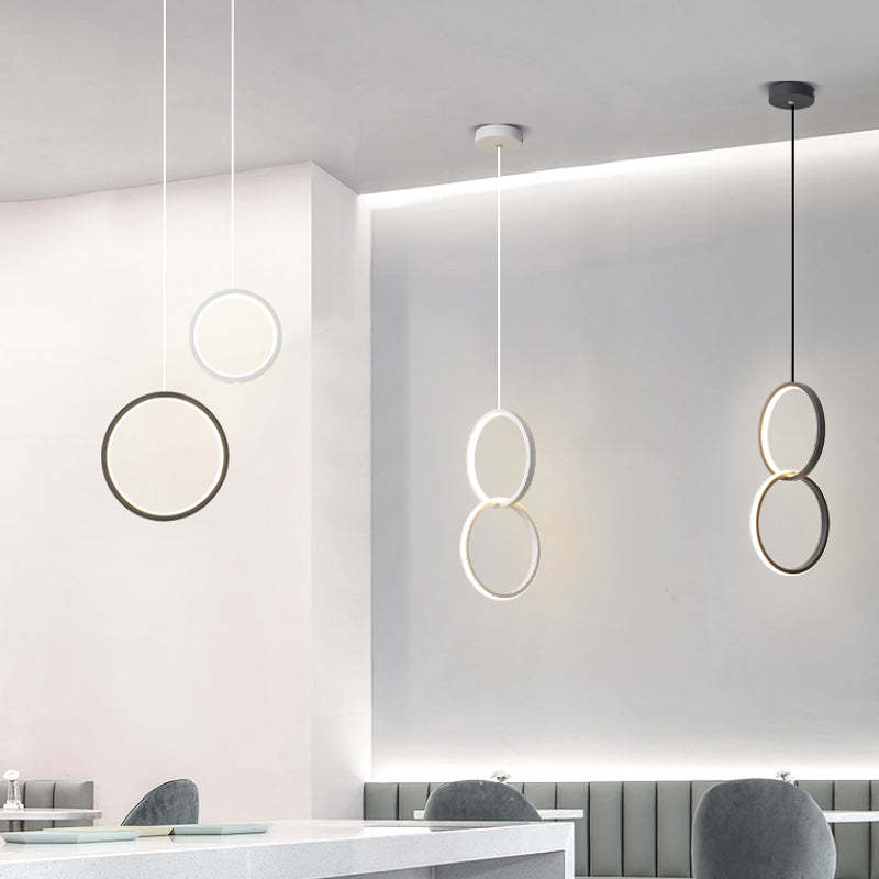 Modern Minimalist LED Hanging Pendant Lights, Black & White