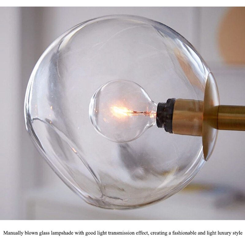 Valentina Modern Glass Globe Bubble Pendant Light Black/Gold Living Room