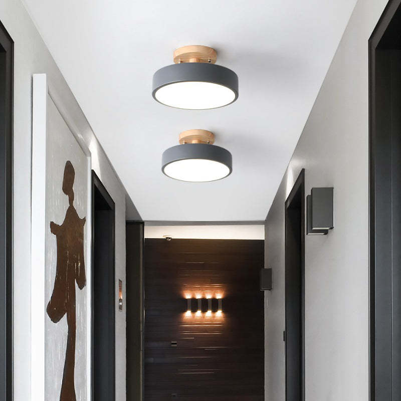 Quinn Round LED Flush Mount Ceiling Light, Modern, Wood/Acrylic