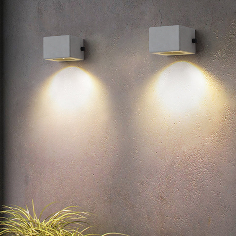 Orr Minimalist Cement Square Outdoor Wall Lamp, White