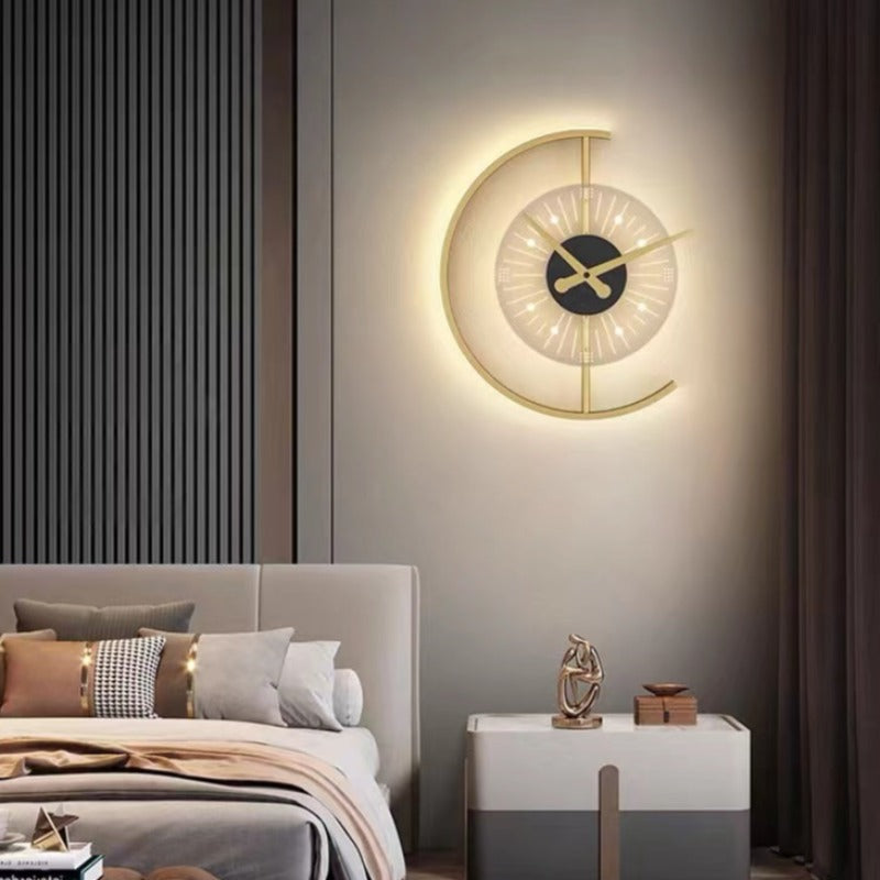 Nielsen Modern Clock Metal/Acrylic LED Wall Lamp, Black/Gold