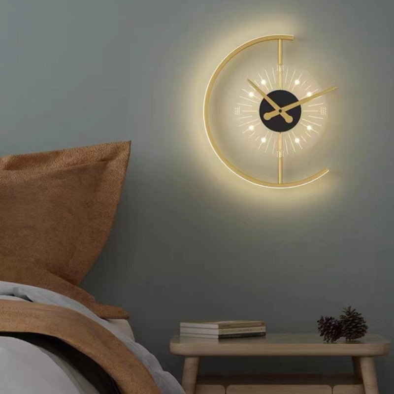 Nielsen Modern Clock Metal/Acrylic LED Wall Lamp, Black/Gold