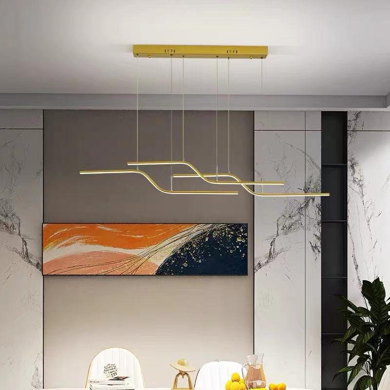 Louise Minimalist Geometric Metal 3 Light Pendant Light, Dining Room