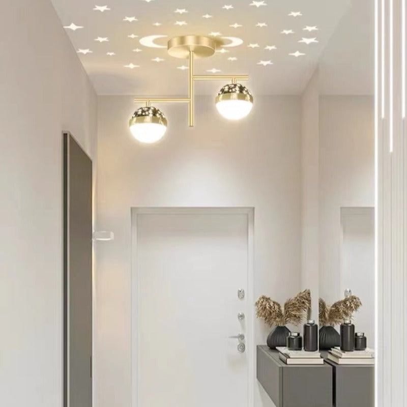 Madina Modern Ceiling Light Starry LED Flush Mount Black/Gold Corridor
