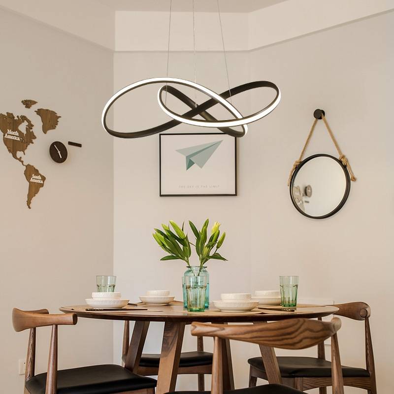 Louise Pendant Light linear Modern, Acrylic/Metal, Black/White, Dining Room