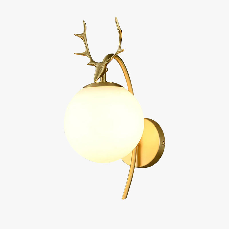 Valentina Modern Art-Deco Deer Bedside Wall Lamp, Black/Gold