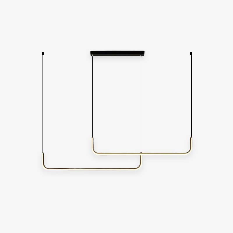Edge Modern Linear Pendant Light Double Frame, Black/Gold