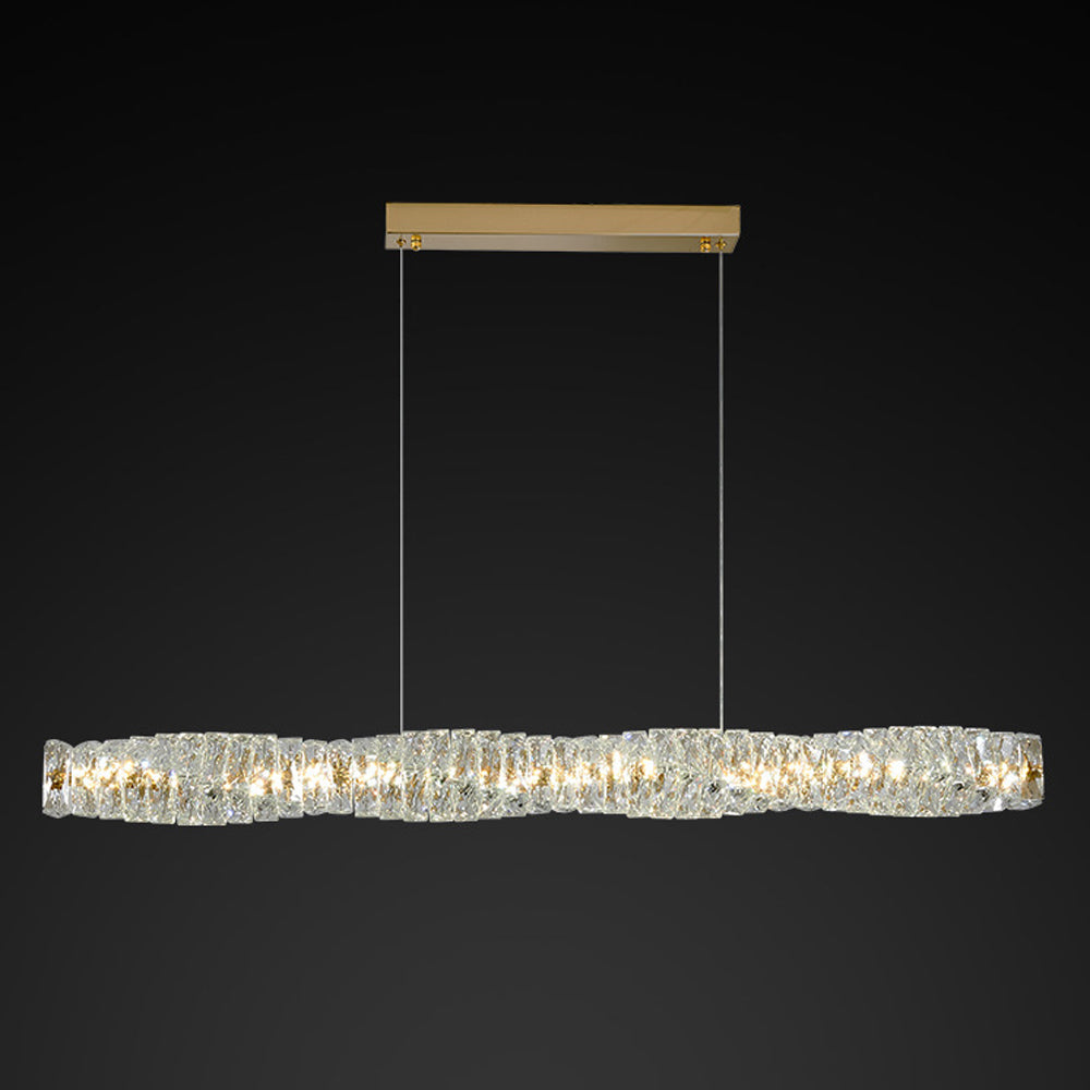 Kristy Crystal Sliver and Gold Pendant Light, Stainless Steel