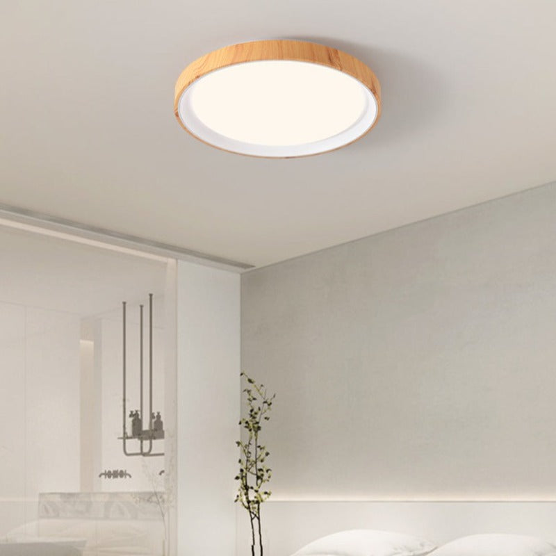 Quinn Modern LED Flush Mount Lighting White Wood/Acrylic Kitchen