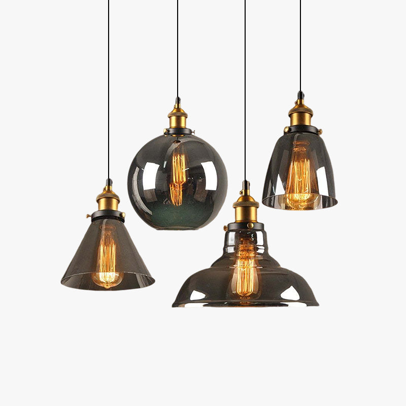 Levy Industrial Metal/Glass Pendant Light Clear/Amber/Smoke Grey