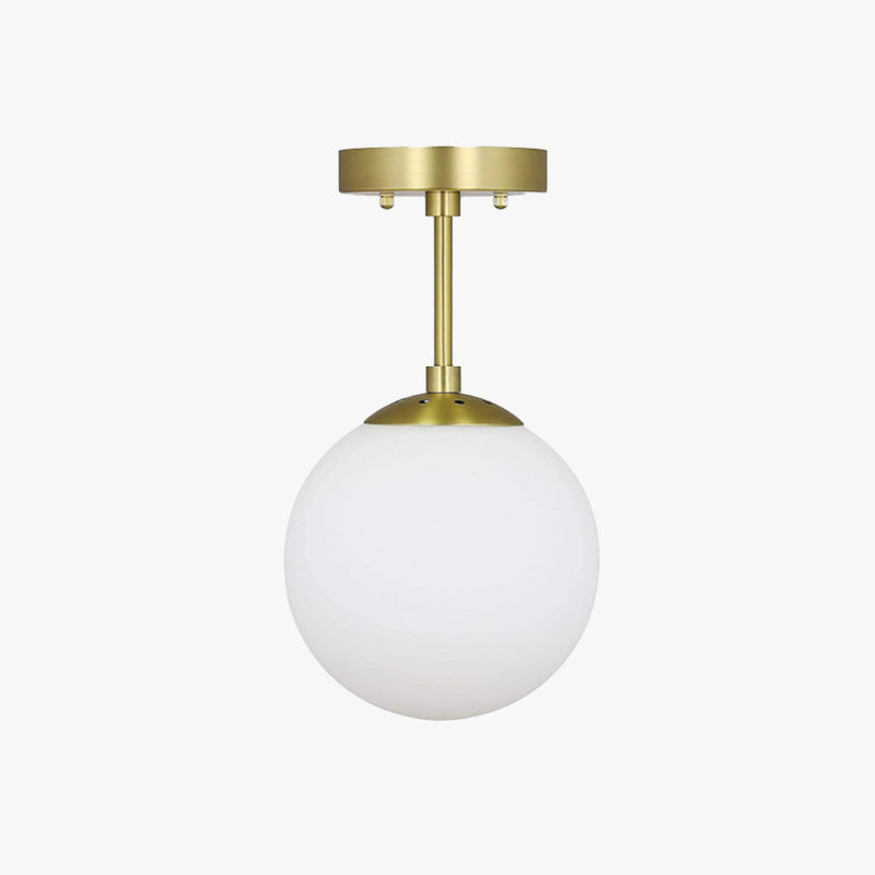 Valentina Simple Spherical LED Semi-Flush Mount Ceiling Light, Gold & Black