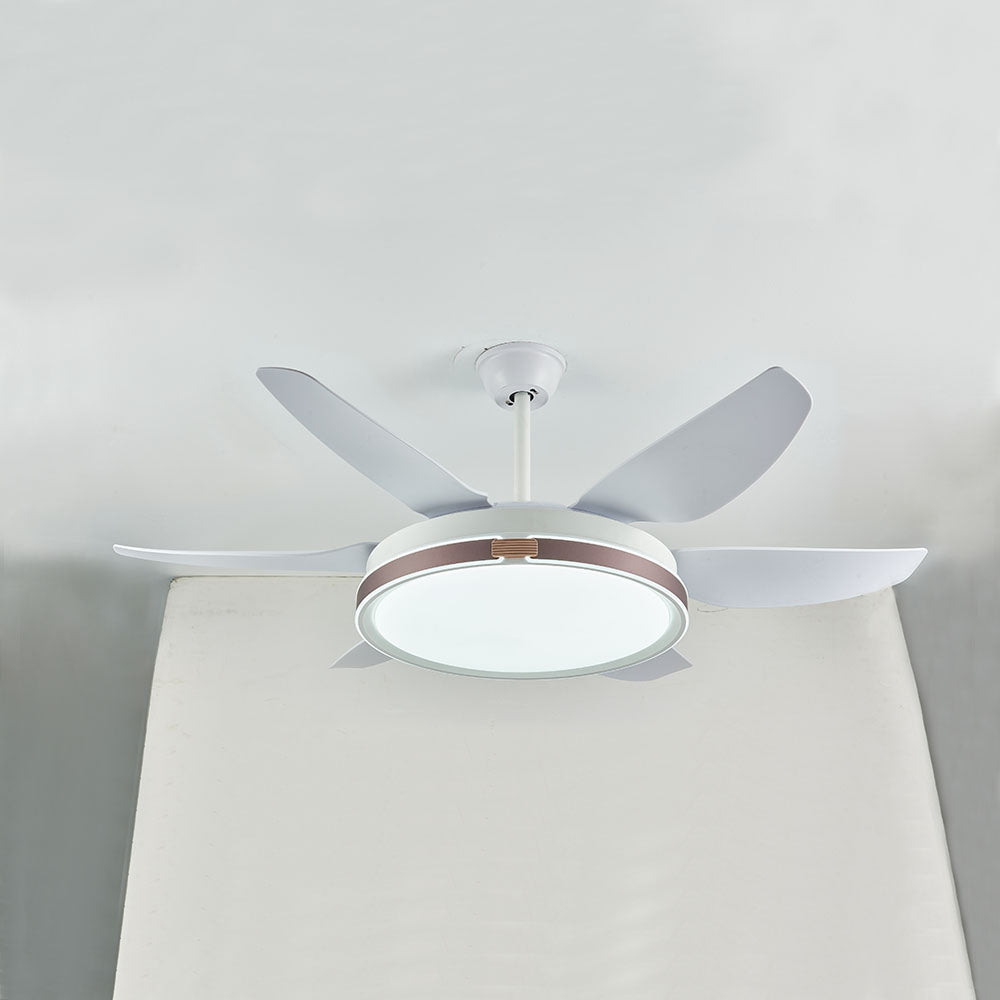 Haydn Modern 6-Blade DC Ceiling Fan with Light, White, 51''