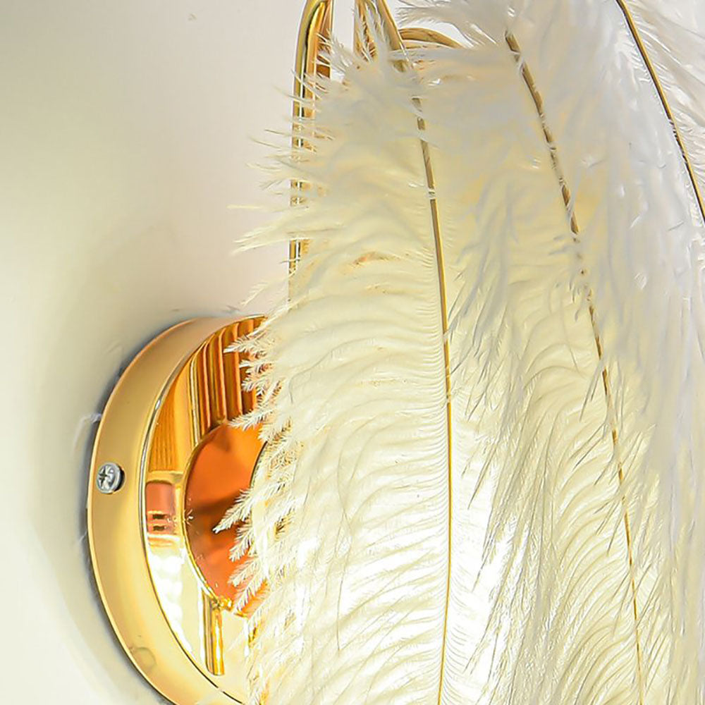 O'Moore Wall Lamp Modern Art Deco Metal/Feather, Gold, Bedroom