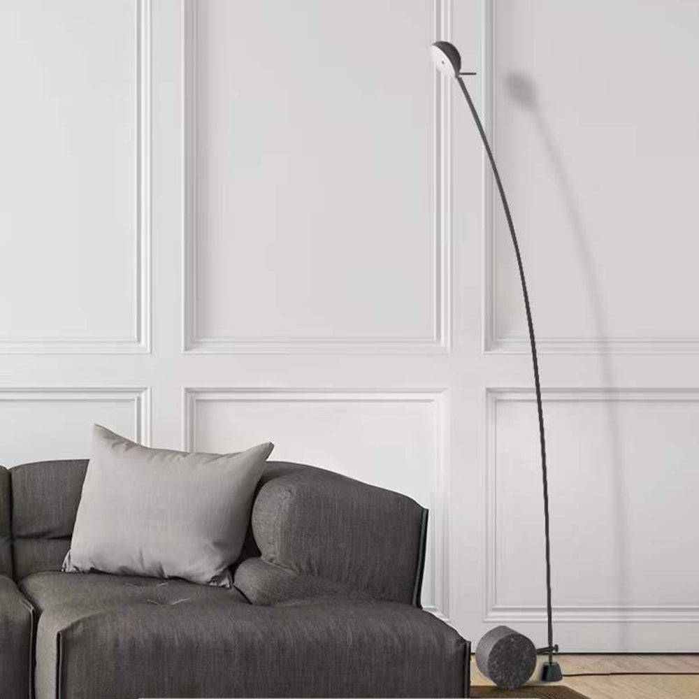 Salgado Nordic Grey Arc LED Floor Lamp, Marble & Metal