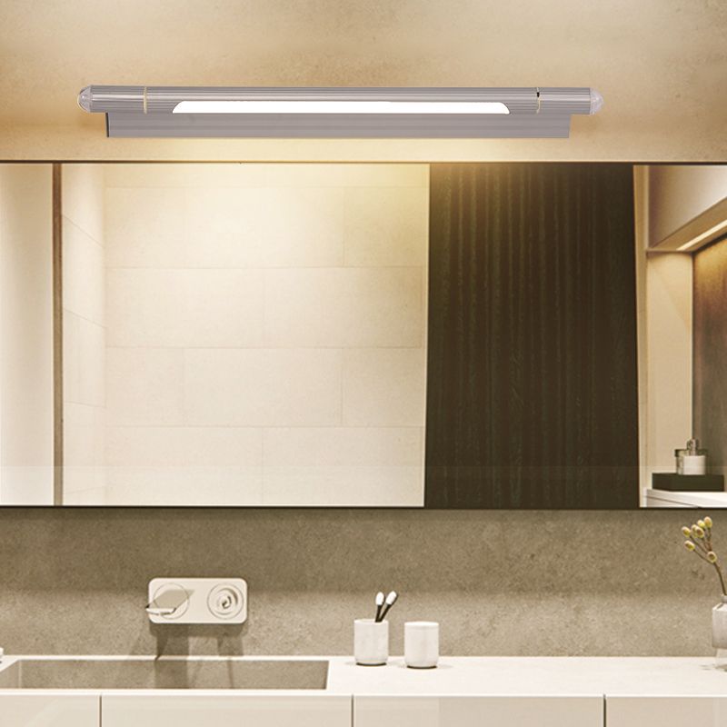 Edge Minimalist Linear Led Vanity Wall Lamp, Silver, Bathroom