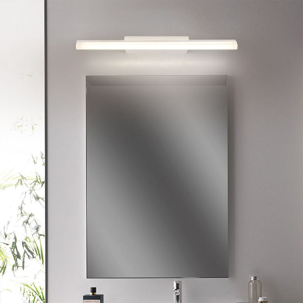 Leigh Minimalist Linear Metal/Acrylic Wall Lamp, White, Bathroom