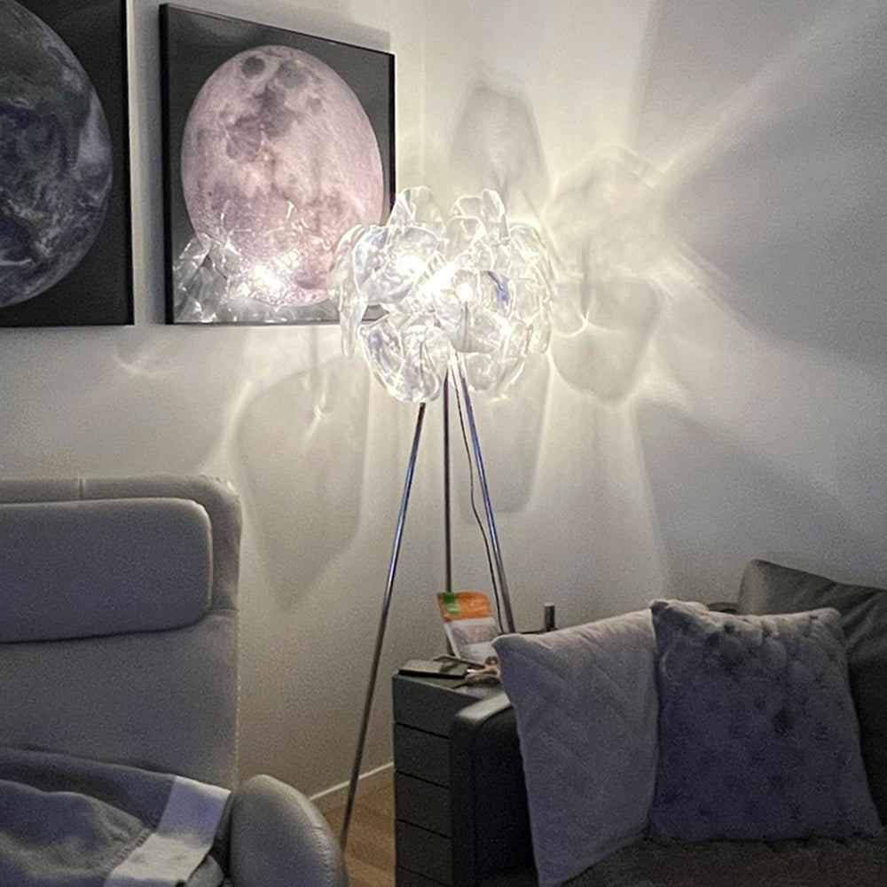 Bella Luxury Flower Metal/Acrylic Floor Lamp, Living Room