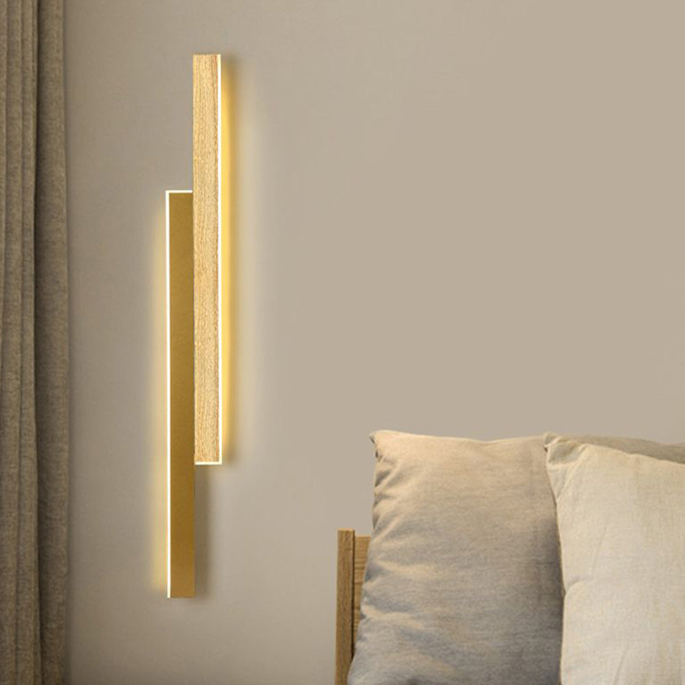 Ozawa Designer Duo-linear Wooden Wall Lamp, Brown/Wood