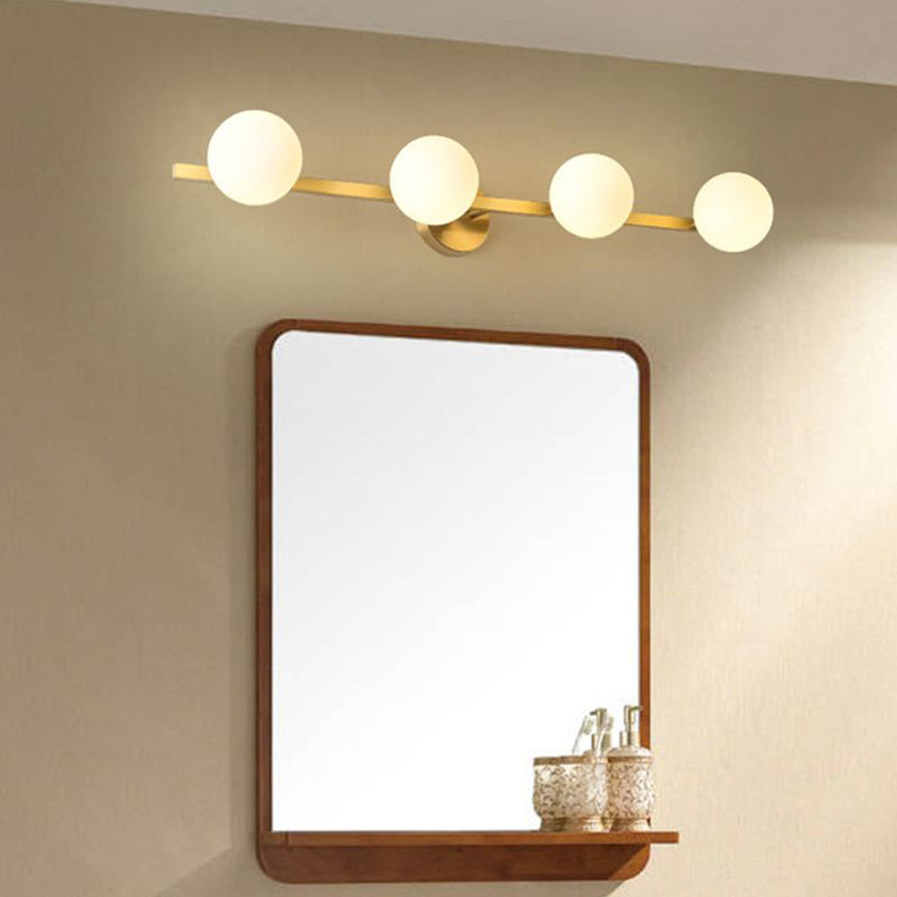 Valentina Retro Globe Linear Metal/Glass Wall Lamp, Gold, Bathroom