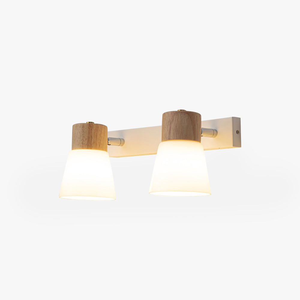 Ozawa Wall Lamp Nordic Vanity Mirror Front, Wood/Glass, White, Basement