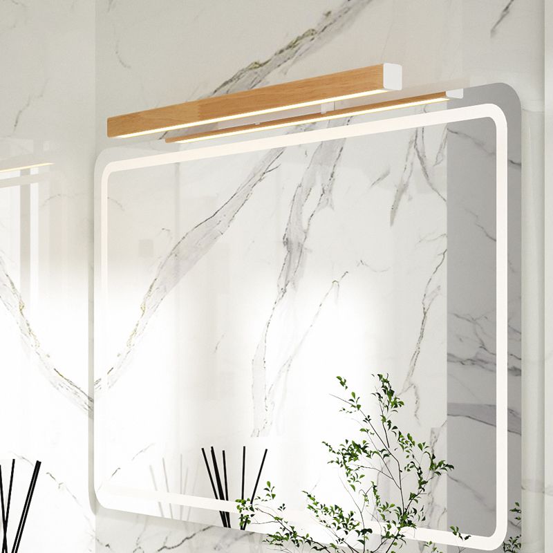 Ozawa Minimalist Linear Wood Vanity Wall Lamp, Bathroom