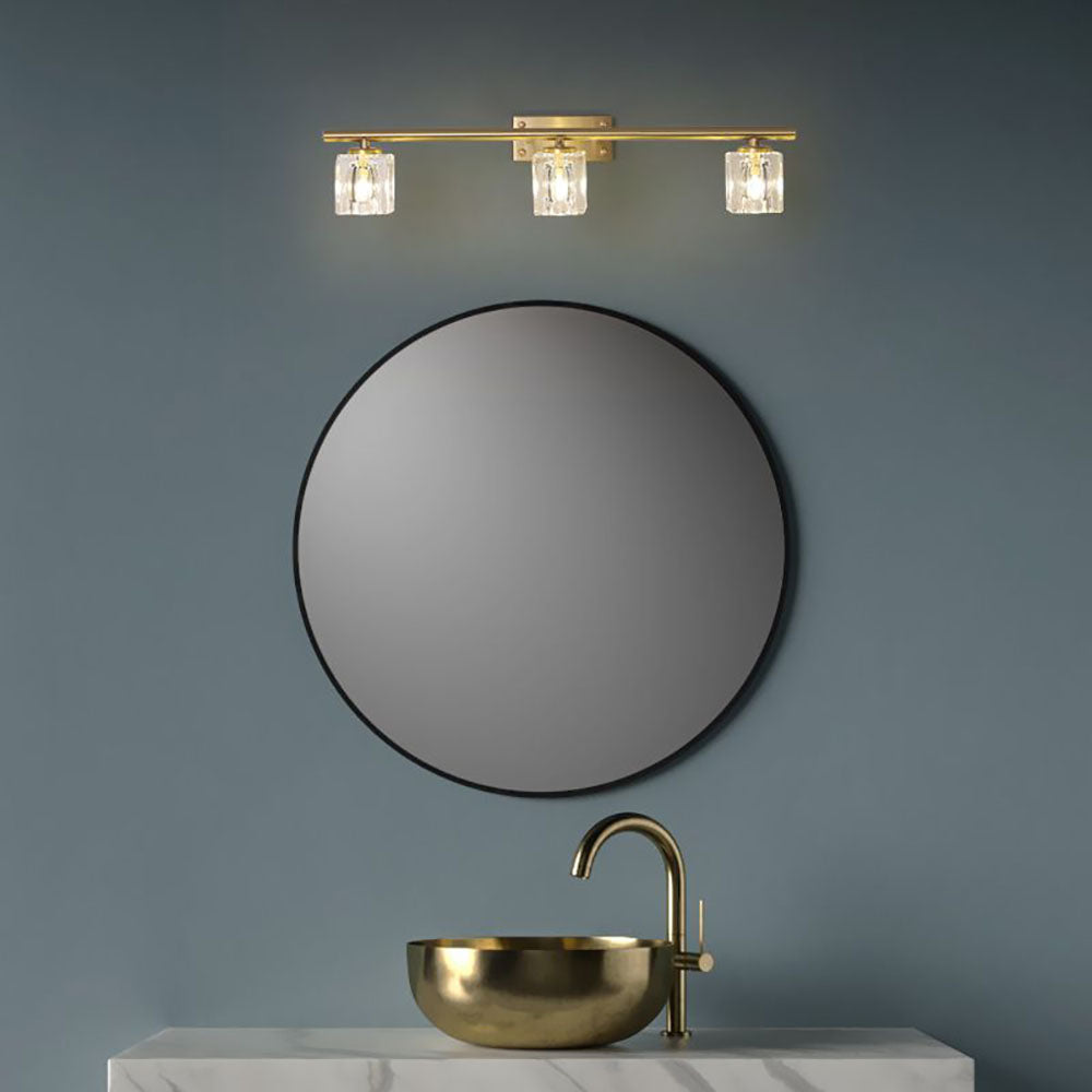 Kristy Wall Lamp Modern Mirror Front Vanity, Metal/Crystal, Gold, Bathroom