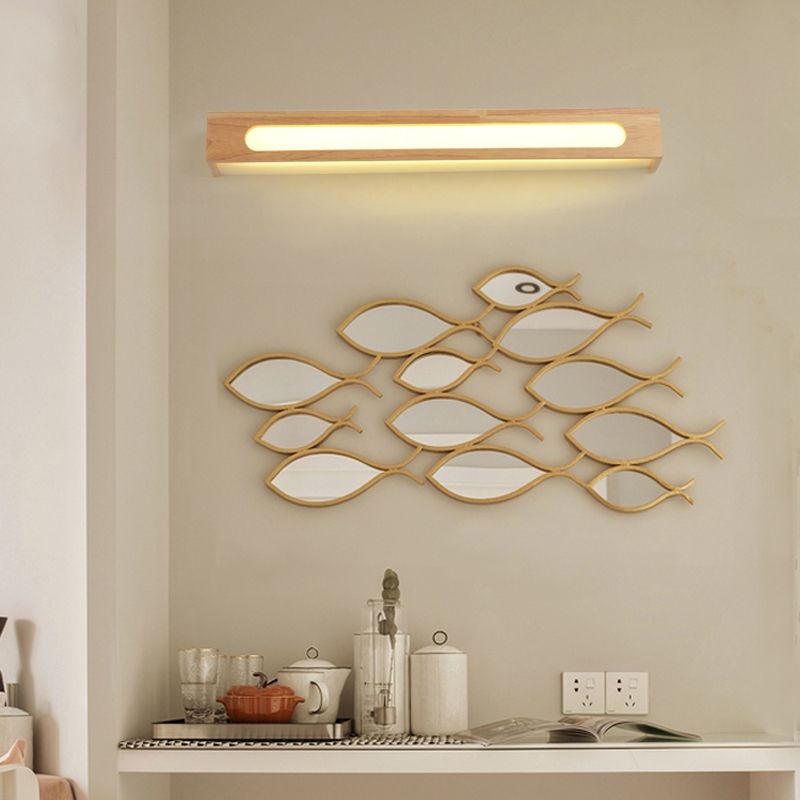 Ozawa Minimalist Wood Vanity Wall Lamp, Brown, Bedroom