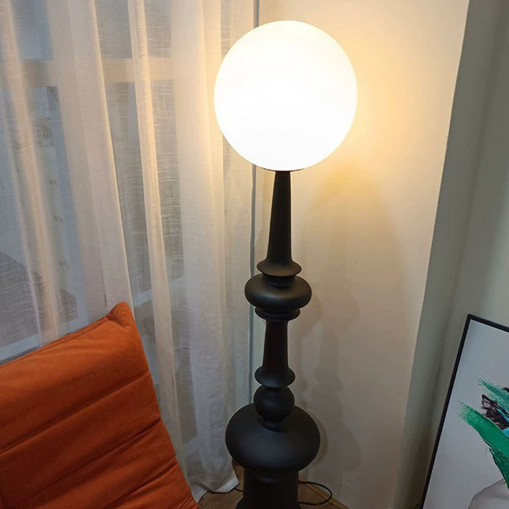 Salgado Retro Column Glass/Resin Floor Lamp, Black, Bedroom