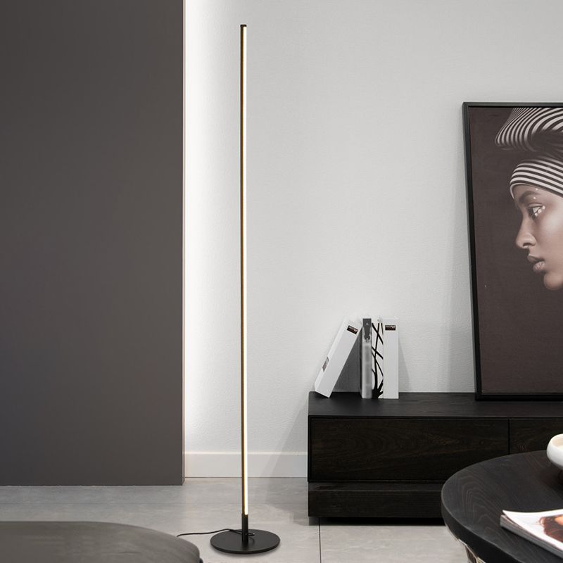 Edge Modern Minimalist Linear Floor Lamp, Metal/Silica Gel, Living Room