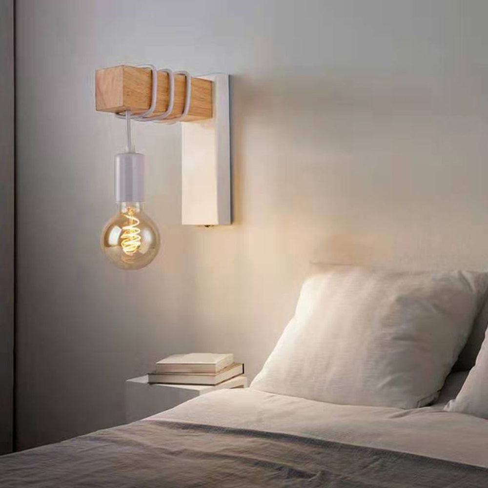 Alessio Wall Lamp Bulb Industrial, Metal, Black/White, Living Room